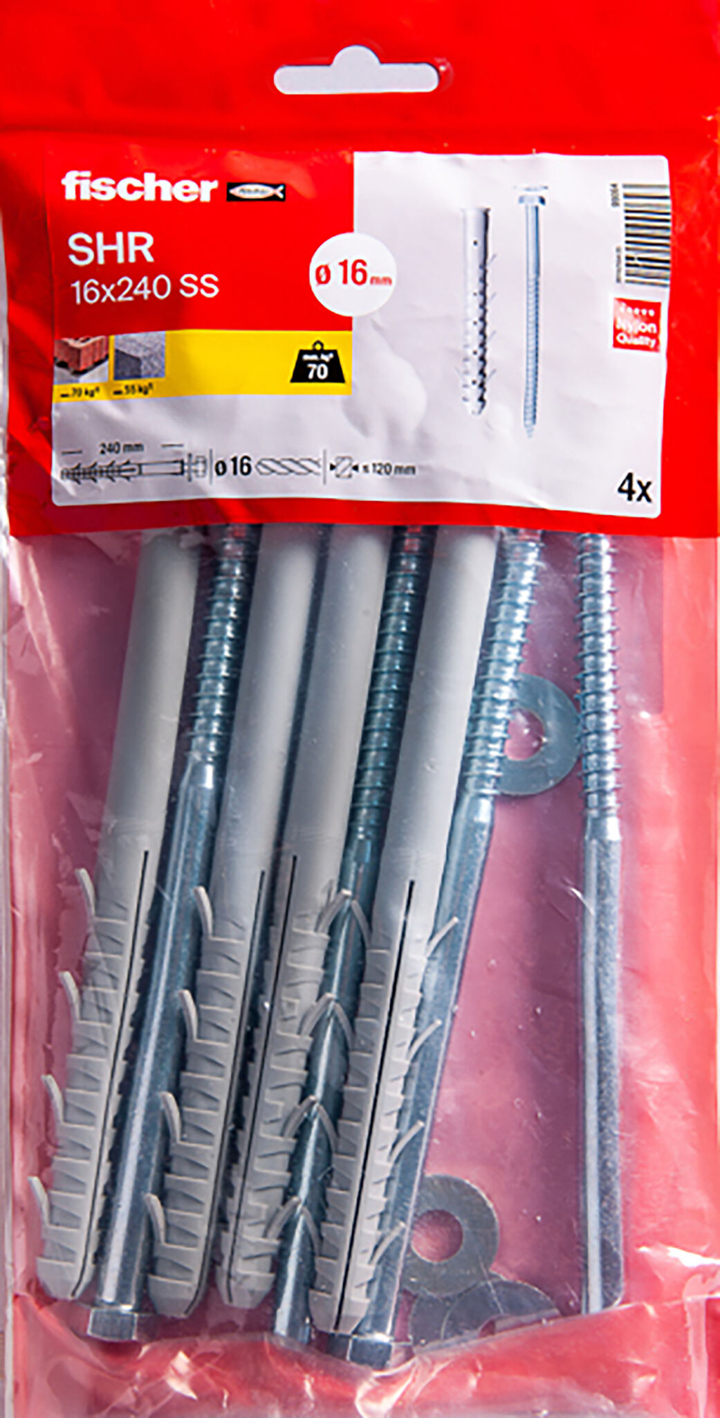 Frame fixing S-H-R - hexagonal screw - fischer international